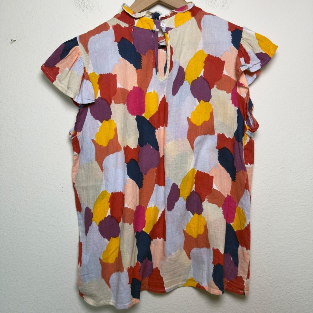 THML Women Top Medium Watercolor Abstract Mabli Art‎ to Wear Cap Sleeve Cotton - Picture 5 of 9